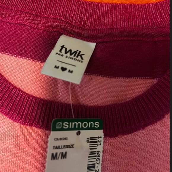 Pink and fuchsia block-stripe long sleeve sweater NWT - Picture 4 of 6